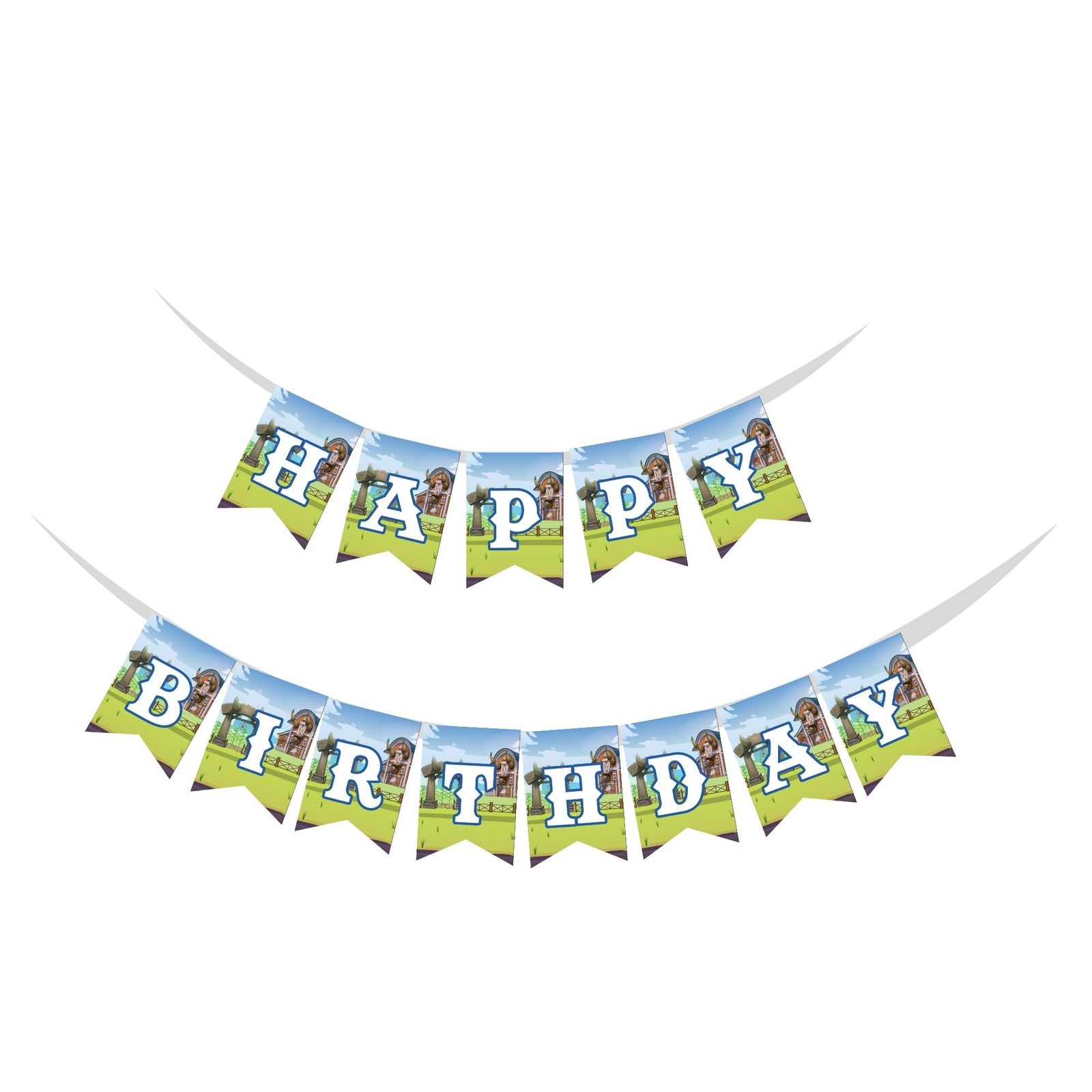 Dino Ranch Theme Happy Birthday Banner (6 Inches/250 GSM Cardstock/Mixcolour/13Pcs)