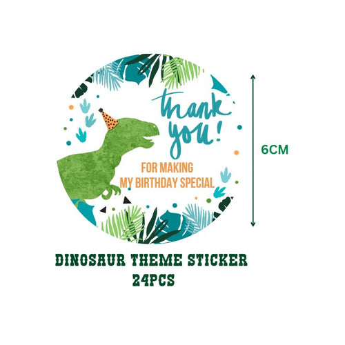 Load image into Gallery viewer, Dinosaur Theme- Return Gift/birthday decor Thankyou Sticker (6 CM/Sticker/Green, Blue, Red, White/24Pcs)
