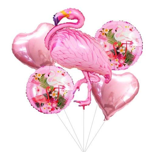 Flamingo Bird Theme Foil Balloons 5 Pcs Set for Birthday, Parties, Celebrations, Anniversary, Event Festive Decorations