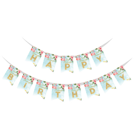 Happy Birthday Banner - Flamingo