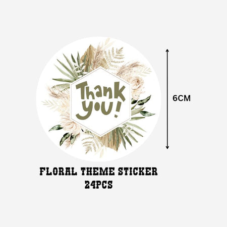 Floral Theme- Return Gift/birthday decor Thankyou Sticker (6 CM/Sticker/Mixcolour/24Pcs)