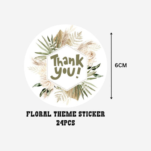Load image into Gallery viewer, Floral Theme- Return Gift/birthday decor Thankyou Sticker (6 CM/Sticker/Mixcolour/24Pcs)
