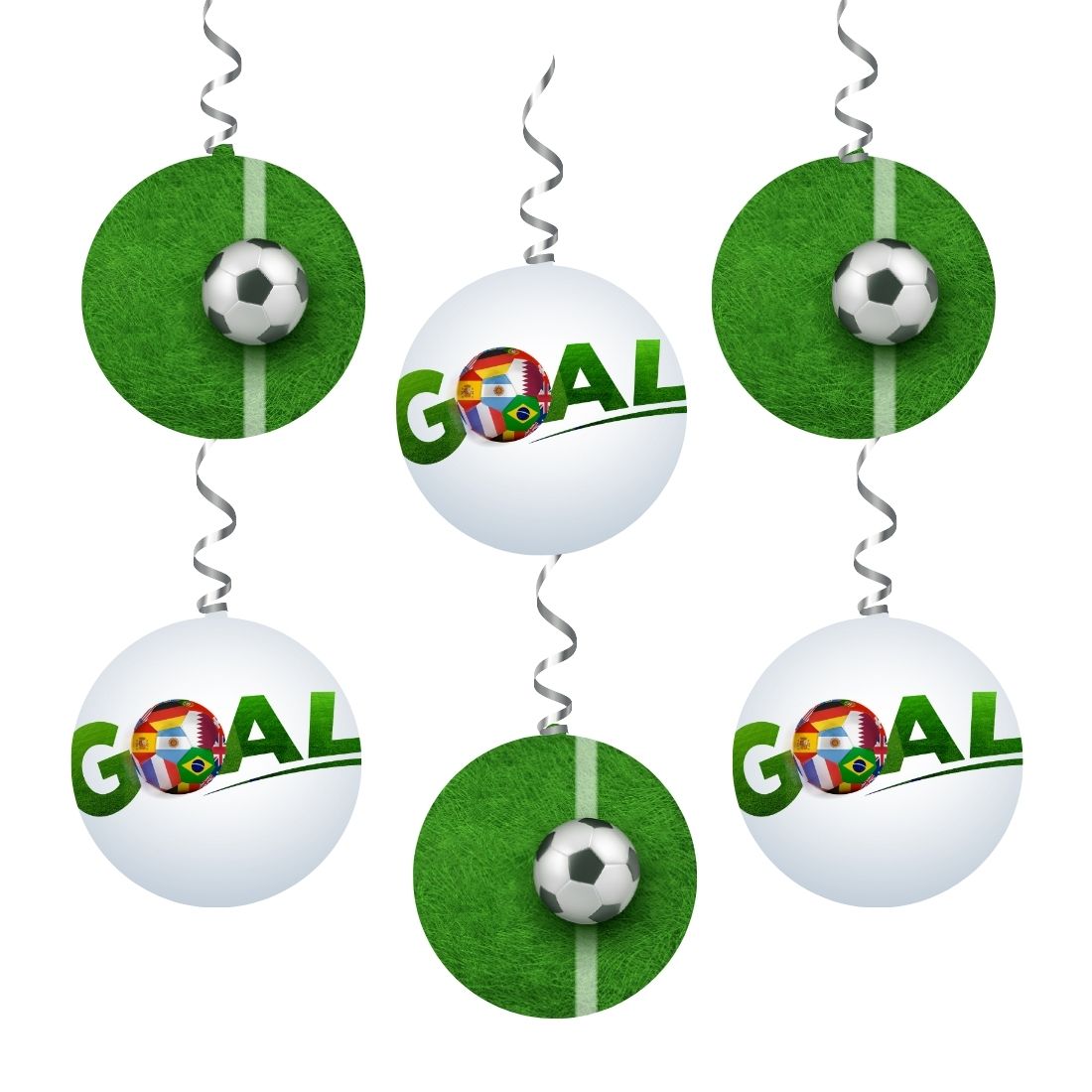 Football Theme Hanging Danglers - Set of 6, Double-Sided Prints, 6 Inches Each with Hanging Ribbon