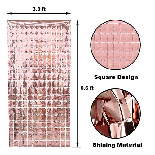 Load image into Gallery viewer, Rose Gold Foil Sequin Curtains For Birthday Decoration Foil Curtain, Anniversary Decoration Items For Home, Bachelorette, Bridal Shower (Set of 2)
