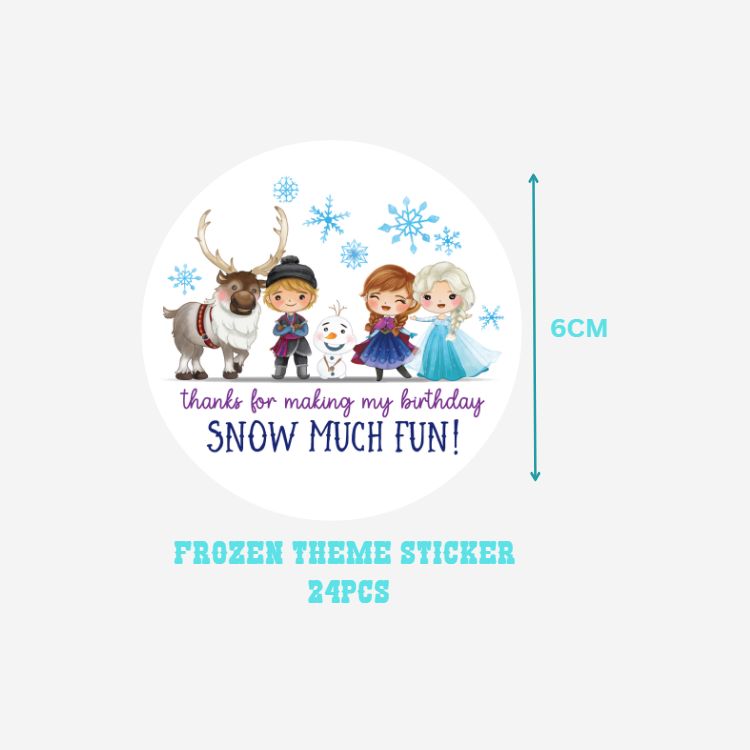Frozen Theme- Return Gift/birthday decor Thankyou Sticker (6 CM/Sticker/Mixcolour/24Pcs)