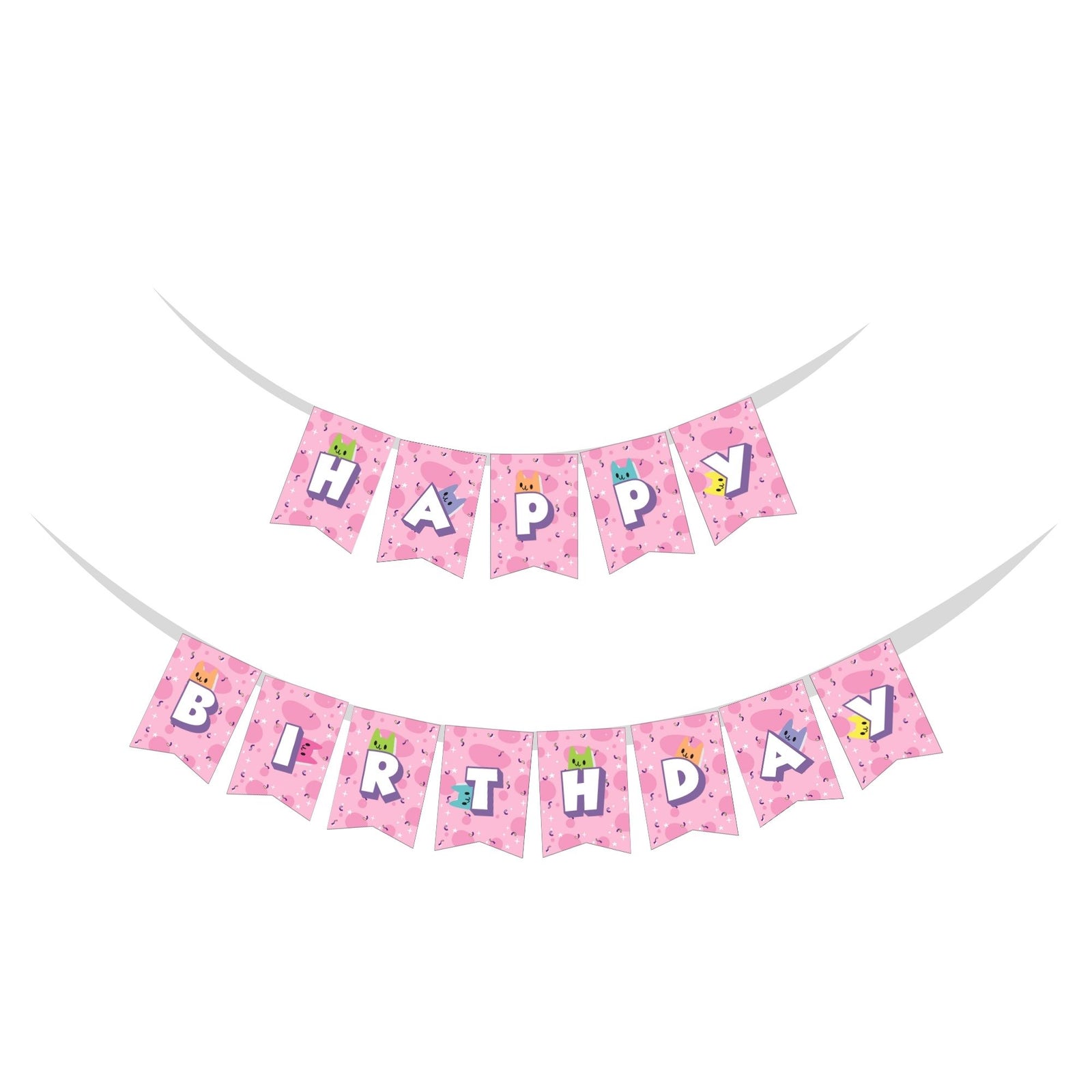 Gabby Doll House Theme Birthday Party Decorations - Banner, Cutouts, Favor Tags, Danglers (6 inches/250 GSM Cardstock/Mixcolour/61Pcs)