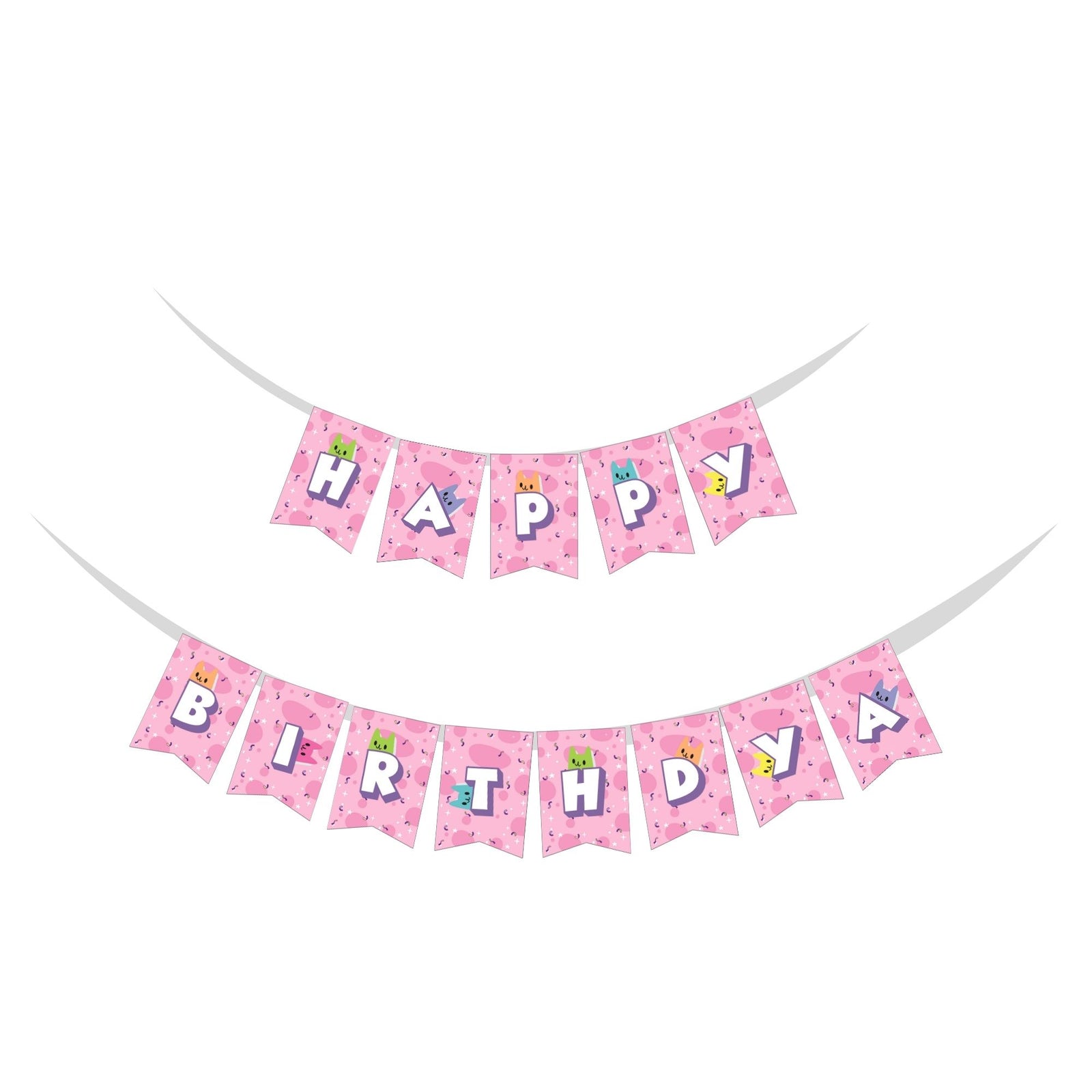 Gabby Doll House Theme Birthday Banner - (6 inches/250 GSM Cardstock/Mixcolour/13Pcs)