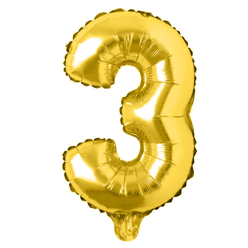 40 inches Number Foil Balloon Gold Number 3