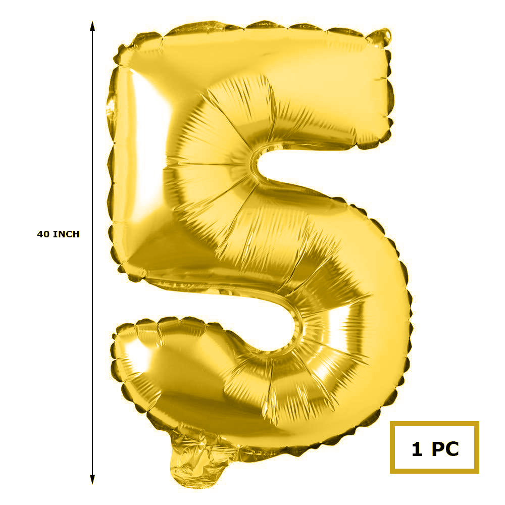 40 inches Number Foil Balloon Gold Number 5