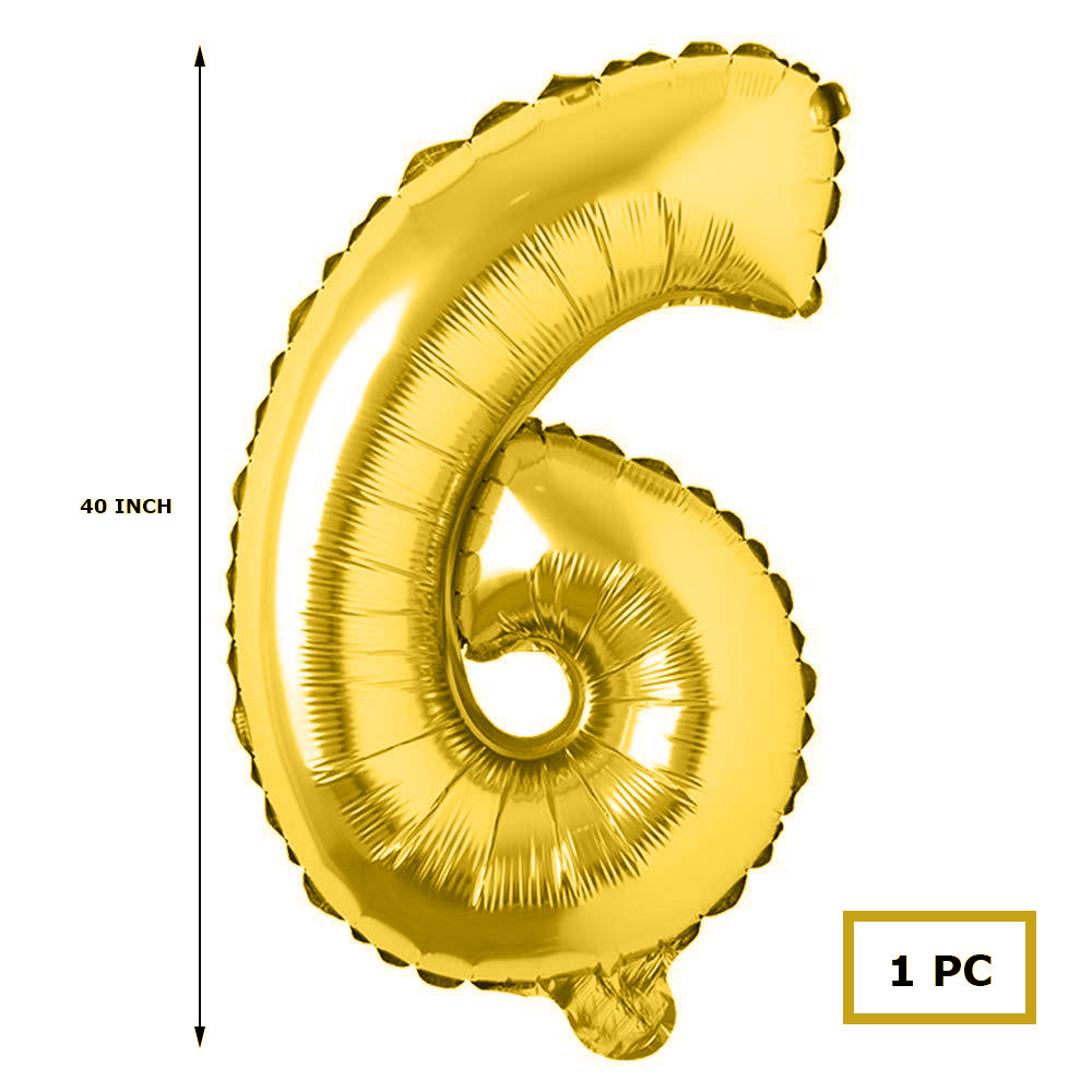 40 inches Number Foil Balloon Gold Number 6
