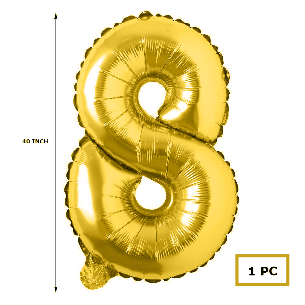 40 inches Number Foil Balloon Gold Number 8