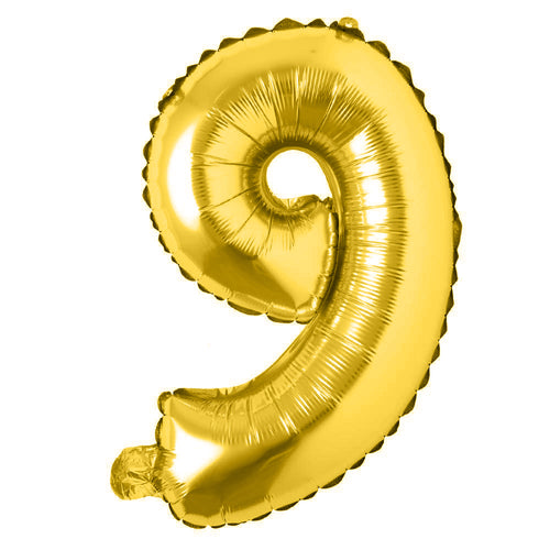 Load image into Gallery viewer, 40 inches Number Foil Balloon Gold Number 9
