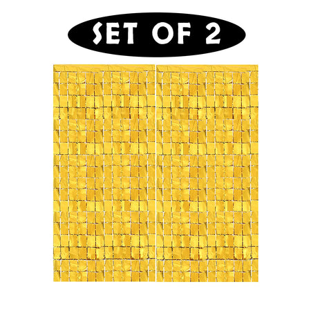 Gold Foil Sequin Curtains For Birthday Decoration Foil Curtain, Anniversary Decoration Items For Home, Bachelorette, Bridal Shower (Set of 2)