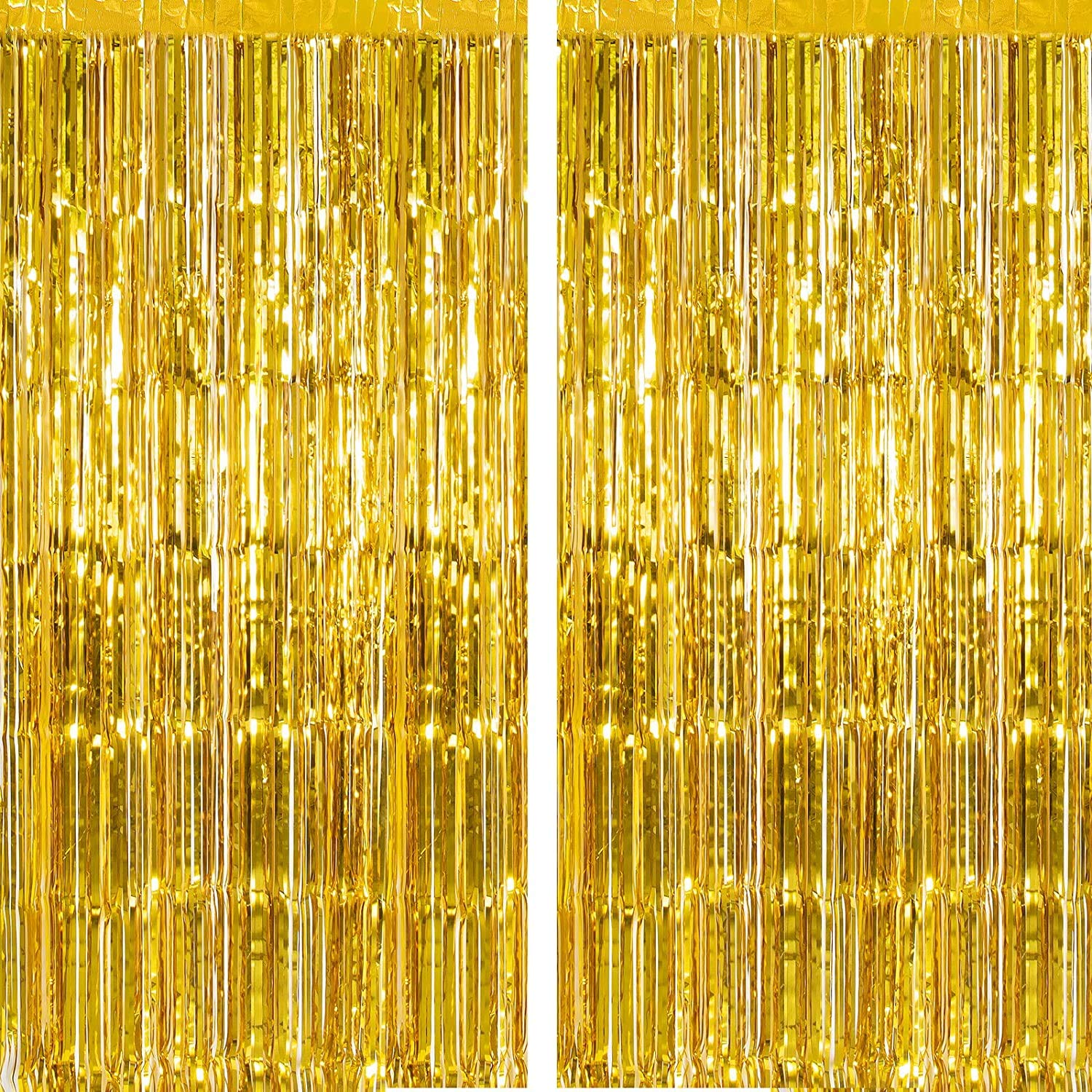 Metallic Foil Fringe Curtains for Party Photo Backdrop Wedding Birthday Decor (2 Pack, Gold) – 3 X 6 ft