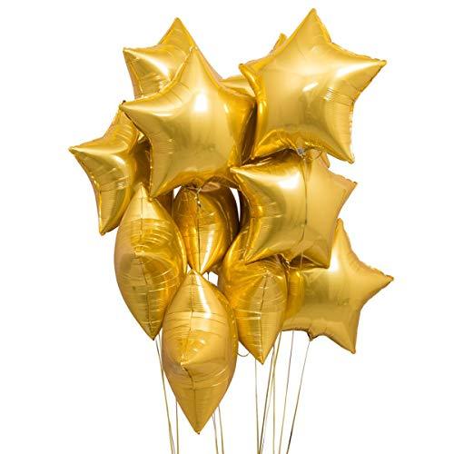 Star Gold 10" inch Foil Balloon for Happy Birthday Party Decoration, Anniversary Party Pack of 10
