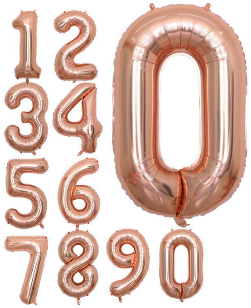 32 Inches Number Foil Balloon, Rose Gold Color, Number 4