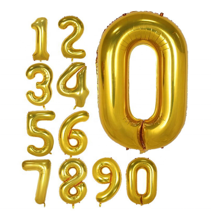 32 Inches Number Foil Balloon, Gold Color, Number 2