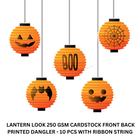 Halloween Lantern Cardstock Dangler (6 Inches/250 GSM Cardstock/Orange, Black/10 Pieces)