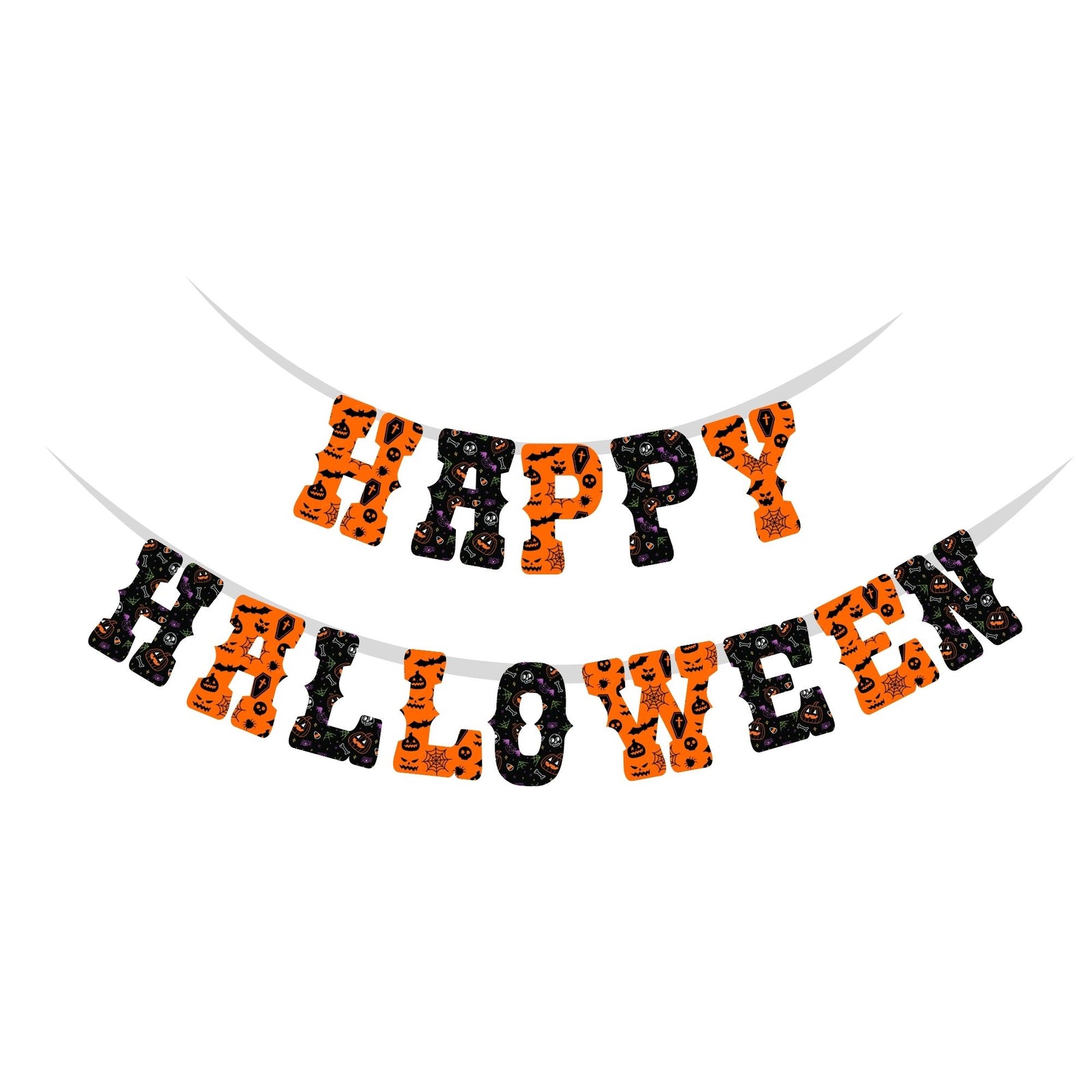 Happy Halloween Banner -  (14 Cards / Cardstock / 6 Inch / Black,Orange)