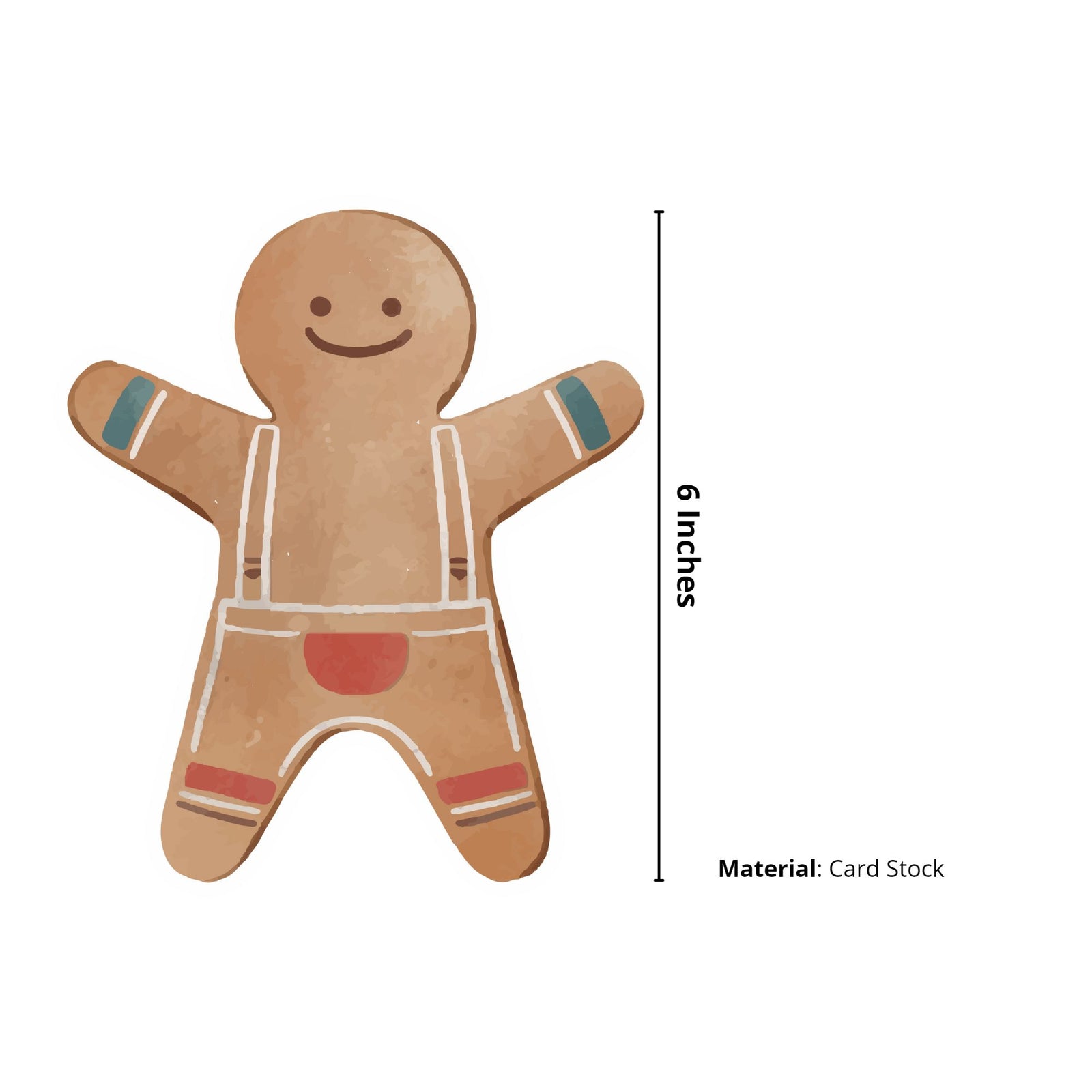 Gingerbread man Christmas Bunting(6 Inches per card / 250 GSM Card Stock / Multicolour / 10 Pieces)