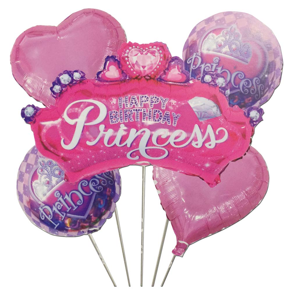 Party Decor Mall Princess Theme Foil Balloon for Birthday Parties, Celebrations and Event Decorations Set of 5