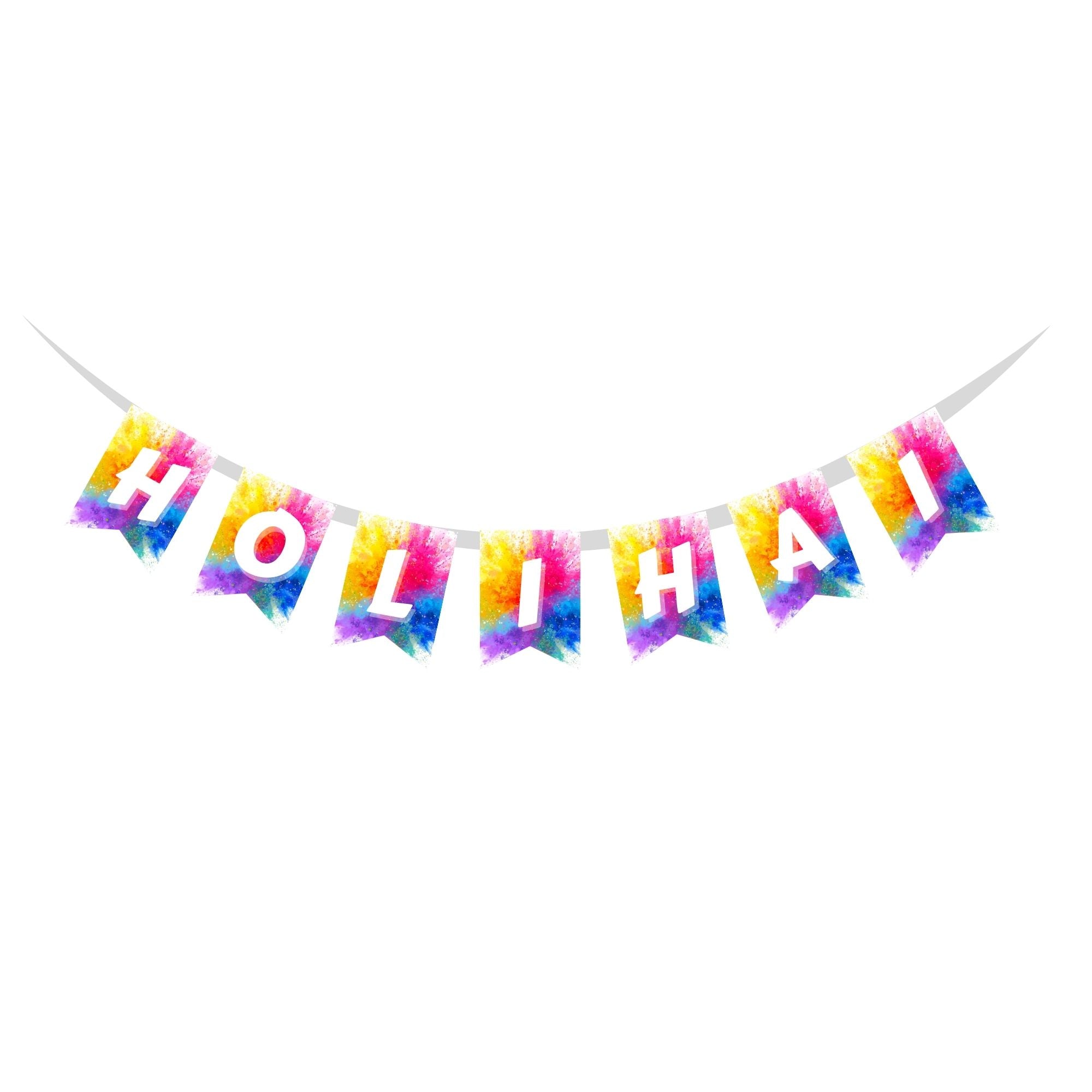 Holi Hai Banner (6 Inches/250 GSM Cardstock/Multicolour/7Pcs)