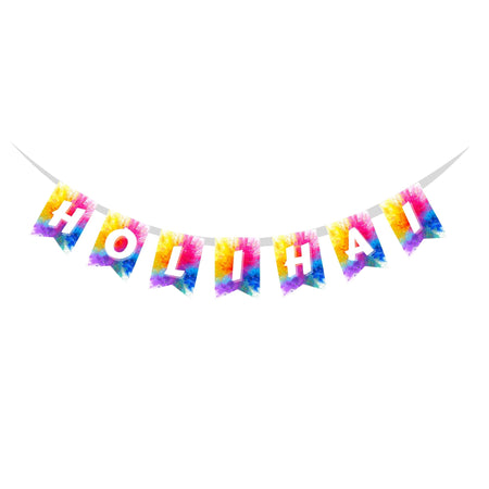 Holi Hai Banner (6 Inches/250 GSM Cardstock/Multicolour/7Pcs)