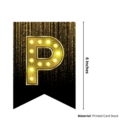 Happy New Year Banner 2 (6 Inches/250 GSM Cardstock/Black, Yellow, golden Printed/12 Pieces)