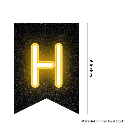 Happy New Year Banner (6 Inches/250 GSM Cardstock/Black, Yellow, golden Printed/12 Pieces)