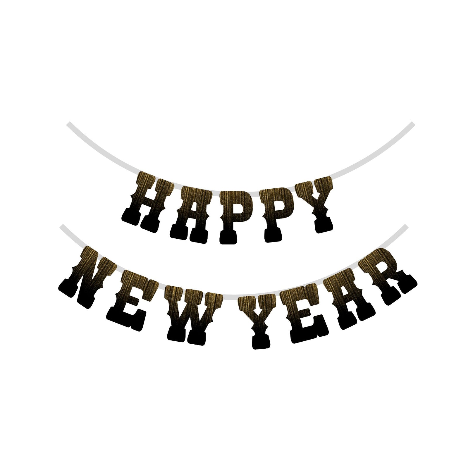 Happy New Year Banner- (6 Inches per card/250 GSM Cardstock/Gold, Black/12)