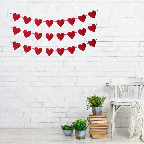 Load image into Gallery viewer, Valentines Day Heart Bunting - (4 Inches/250 GSM Cardstock/Red/24Pcs)
