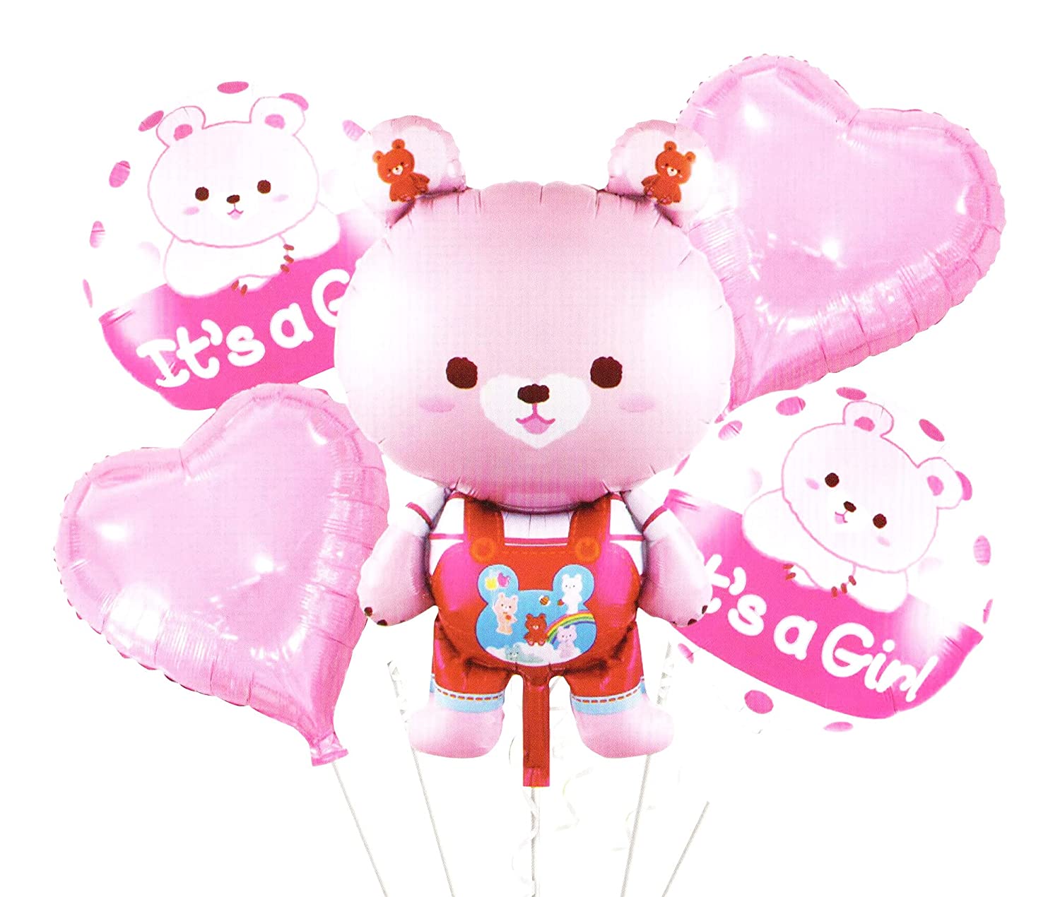 Its a Girl teddy Balloon for Decoration Items Baby Shower Props for Decorations Baby Girl foil Balloon - Pack of 5