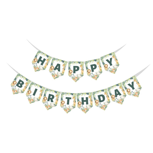 Load image into Gallery viewer, Jungle Happy Birthday Banner
