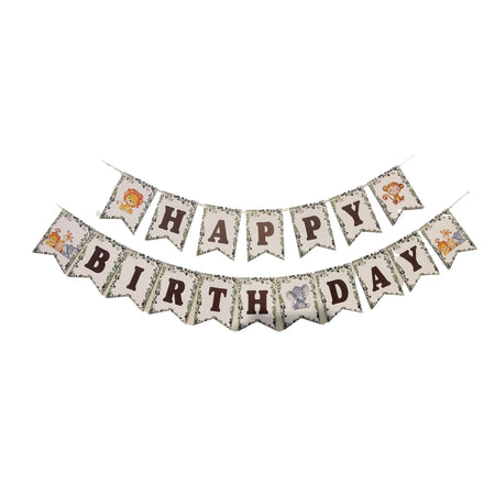 Jungle Theme Birthday Banner (13 Pieces)