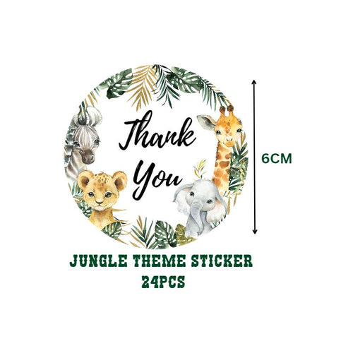 Load image into Gallery viewer, Jungle Theme- Return Gift/birthday decor Thankyou Sticker (6 CM/Sticker/Mixcolour/24Pcs)
