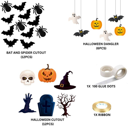 Halloween Theme Dangler and Cutout Decoration Kit (32Pcs) - Material-Cardstock