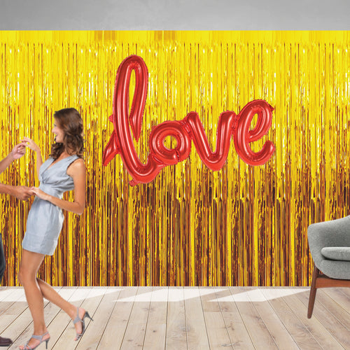 Load image into Gallery viewer, 4 Pcs Golden Fringe - Red Love Foil Balloon Combo
