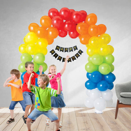 115 Pcs DIY Happy Birthday Kit - Multicolor Balloon-Black Happy Birthday Banner