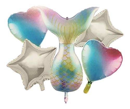 Load image into Gallery viewer, Mermaid Birthday Balloons Party Supplies or Baby Shower Balloons set of 5
