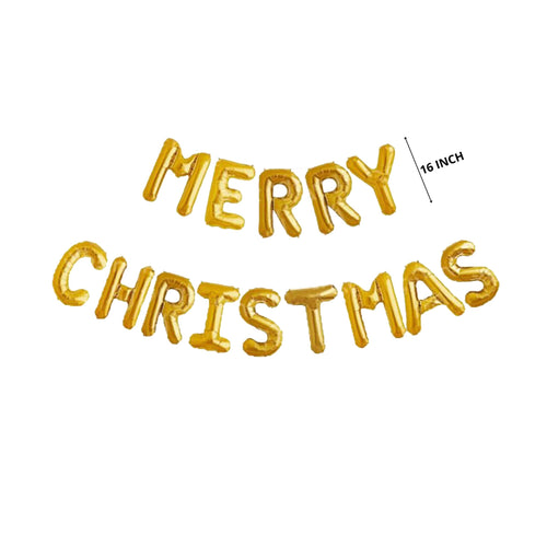 Load image into Gallery viewer, Merry Christmas Foil Balloon(Golden) for Christmas Decoration, Golden Merry Christmas Balloon
