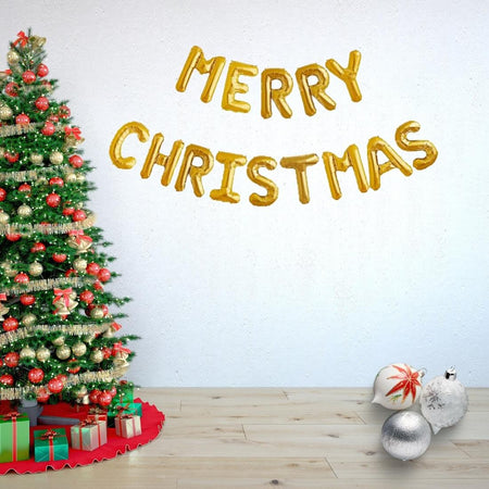 Merry Christmas Foil Balloon(Golden) for Christmas Decoration, Golden Merry Christmas Balloon