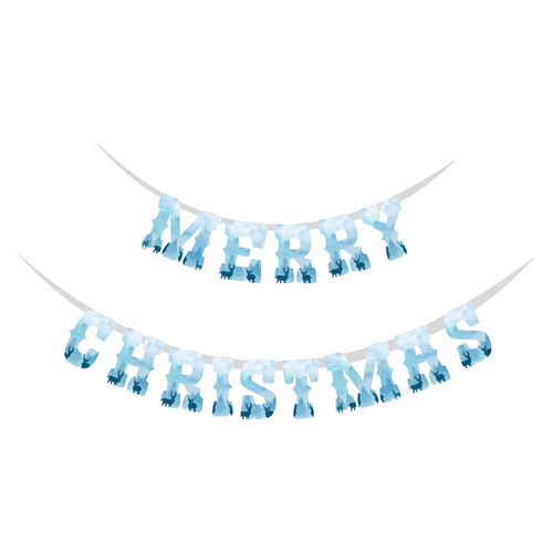 Load image into Gallery viewer, Merry Christmas Supershape Bunting/Dangler (6 Inches per card/250 GSM Cardstock/Snow White/14 Cards in a Banner)
