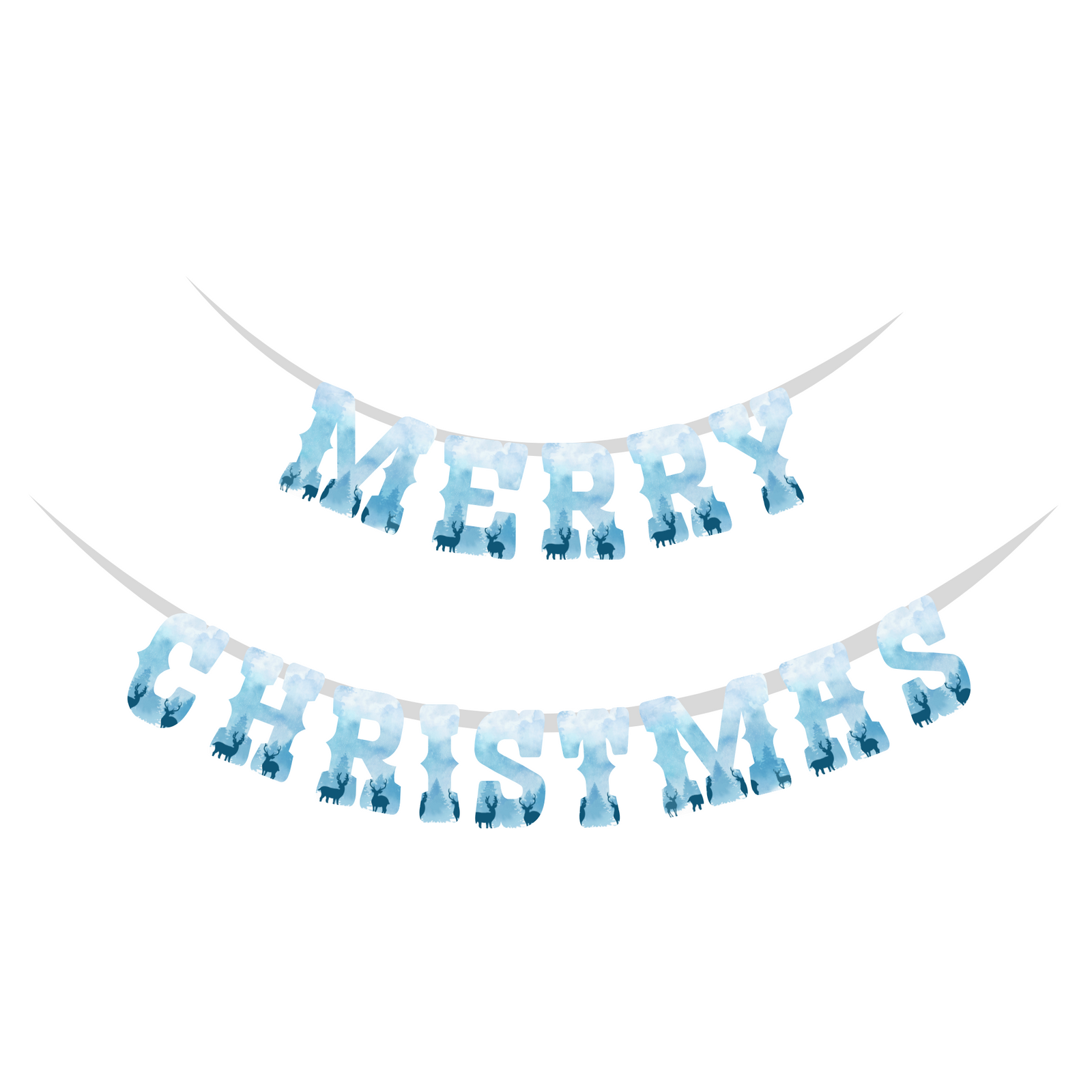 Merry Christmas Supershape Bunting/Dangler (6 Inches per card/250 GSM Cardstock/Snow White/14 Cards in a Banner)