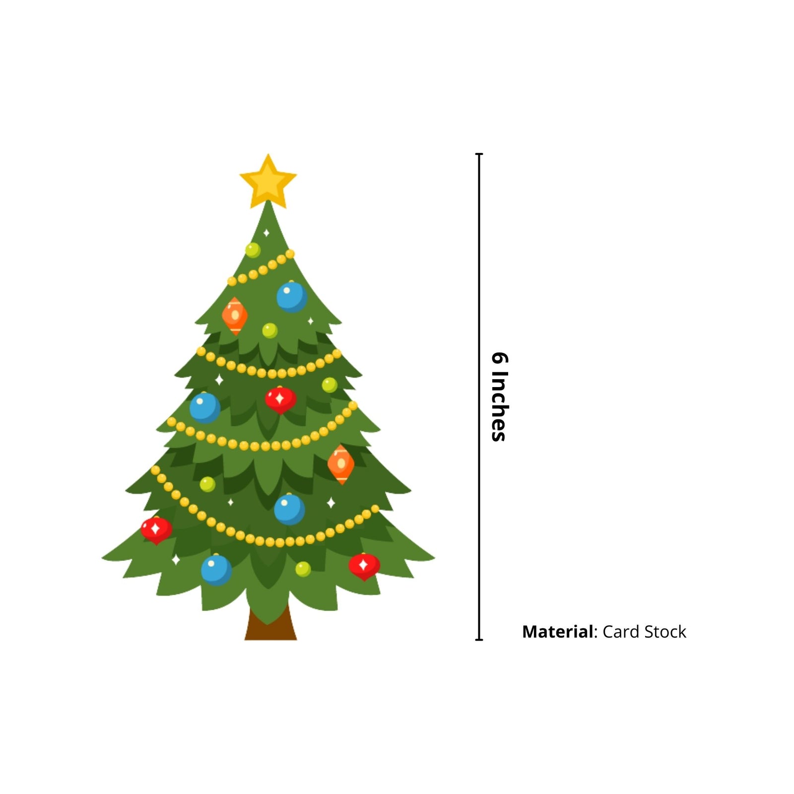 Merry Christmas Tree Banner/Bunting (6 Inches per card/250 GSM Cardstock/Multicolour/10)