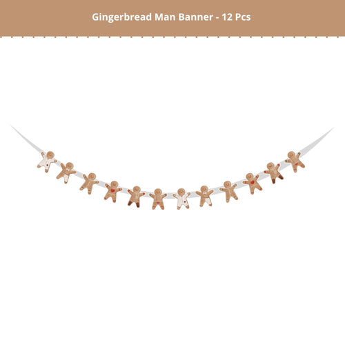 Load image into Gallery viewer, Merry Christmas Gingerbread Man Banner. (6 Inches per card/250 GSM Cardstock/Brown, White/12)
