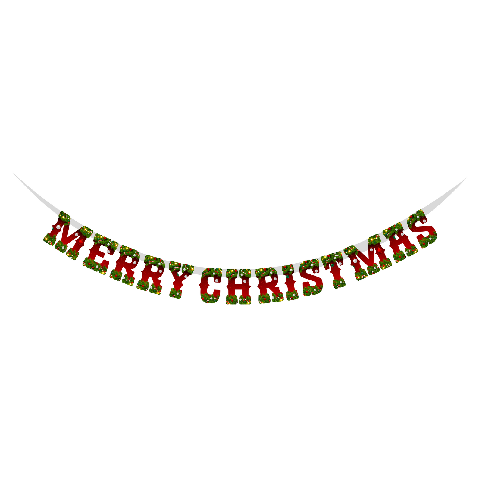 Merry Christmas Supershape Bunting/Dangler (6 Inches per card/250 GSM Cardstock/Red, Green/14 Cards in a Banner)