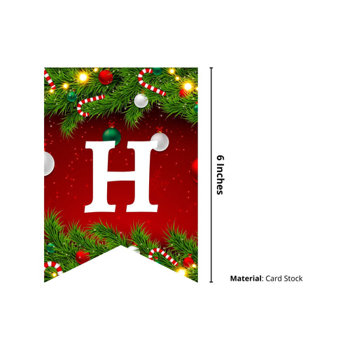 Load image into Gallery viewer, Merry Christmas Standardshape Banner/Bunting (6 Inches per card/250 GSM Cardstock/Red, Green/15)
