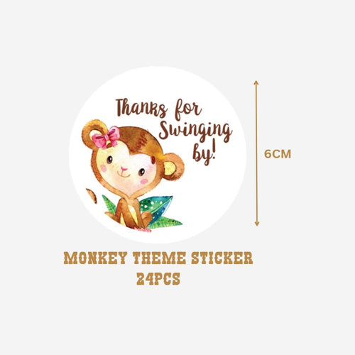 Load image into Gallery viewer, Monkey Theme- Return Gift/birthday decor Thankyou Sticker (6 CM/Sticker/Mixcolour/24Pcs)
