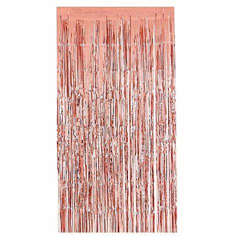Load image into Gallery viewer, Rose Gold Fringe Curtains for Decorations, Birthday, Baby Shower  – 3 X 6 ft
