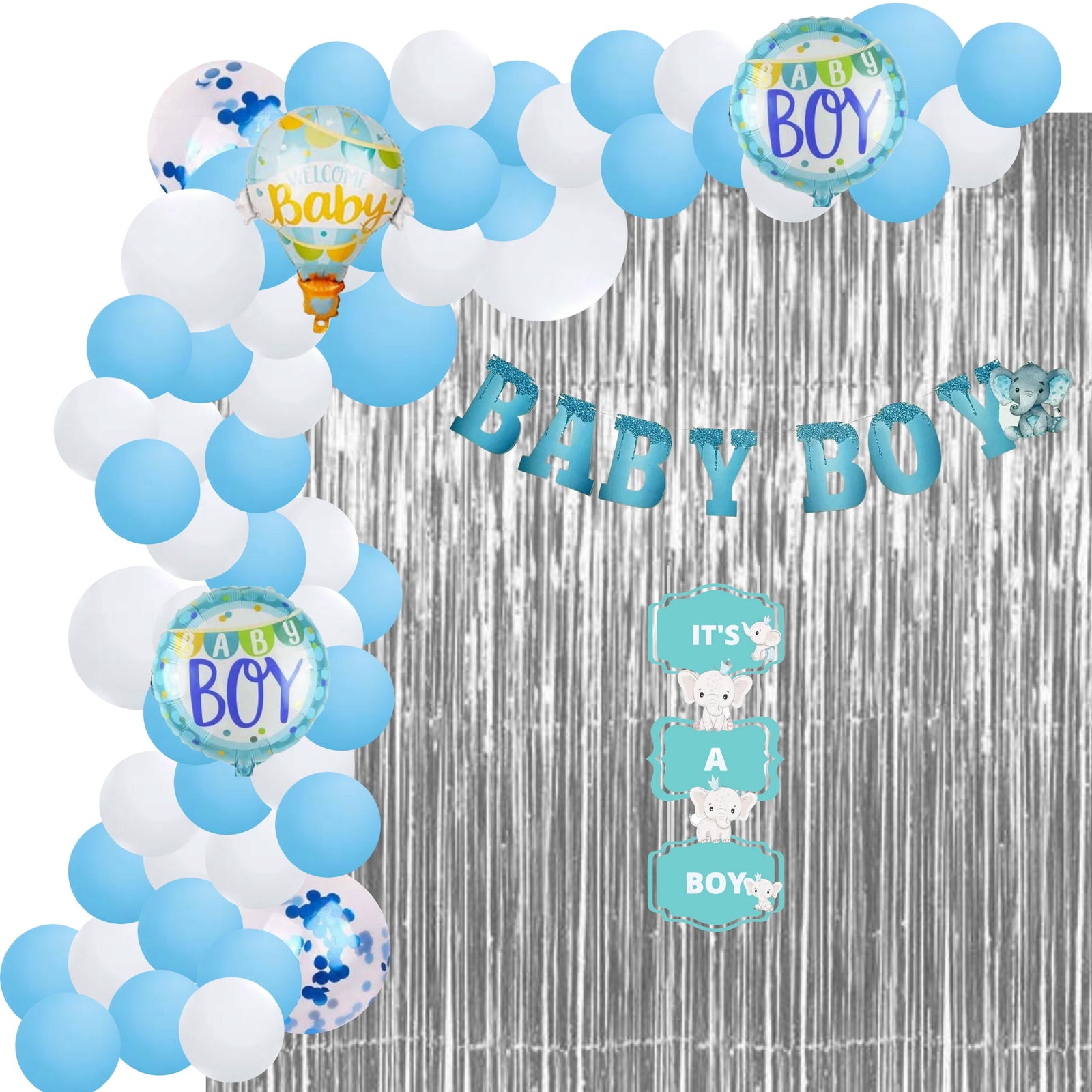 Baby Boy Theme Birthday Decoration DIY Kit (53 Pcs)